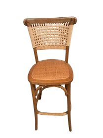 כיסא בר רקום - עץ טבעי