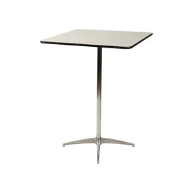שולחן בר מרובע 80X80 - רגל ניקל - לבן