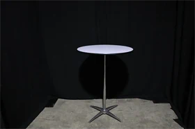 שולחן בר עגול קוטר 80 - רגל ניקל - לבן