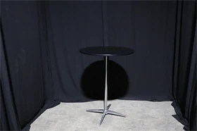 שולחן בר עגול קוטר 80 - רגל ניקל - שחור