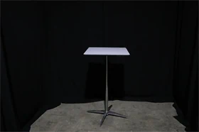 שולחן בר מרובע 60X60 - רגל ניקל - לבן