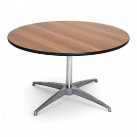 שולחן נמוך עגול - רגל ניקל - עץ טבעי