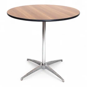 שולחן קפה עגול עץ טבעי - רגל ניקל