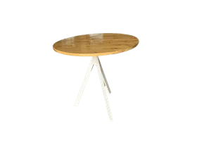 שולחן קפה 3 רגליים טופ טבעי - רגל לבנה