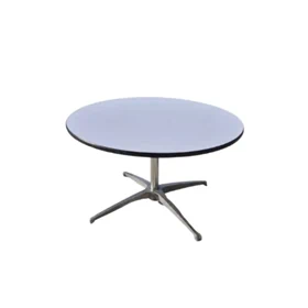 שולחן נמוך עגול - רגל ניקל - לבן