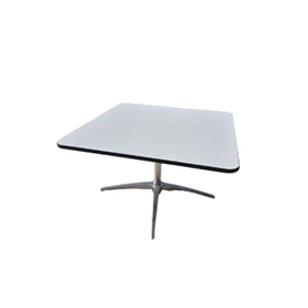 שולחן נמוך מרובע - רגל ניקל - לבן