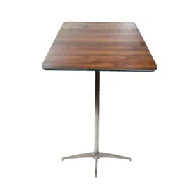 שולחן בר מרובע עץ טבעי - רגל ניקל