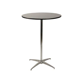 שולחן בר עגול קוטר 80 - רגל ניקל - שחור