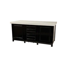 שולחן הגשה סגור 90X180 - טופ לבן + חצאית שחורה