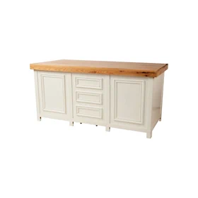 שולחן הגשה סגור 90X180 - עץ טבעי + חצאית לבנה