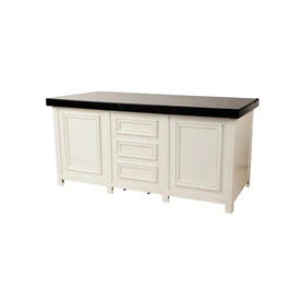 שולחן הגשה סגור 90X180 - טופ שחור + חצאית לבנה