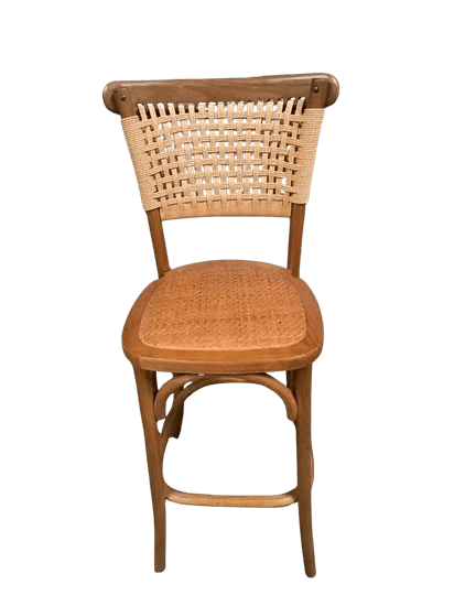 כיסא בר רקום - עץ טבעי