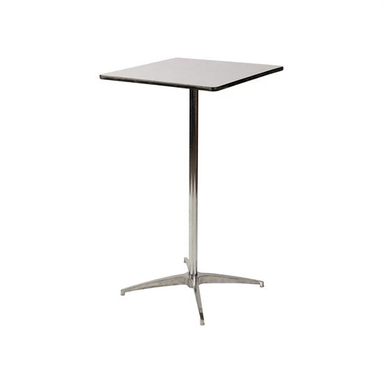 שולחן בר מרובע 60X60 - רגל ניקל - לבן