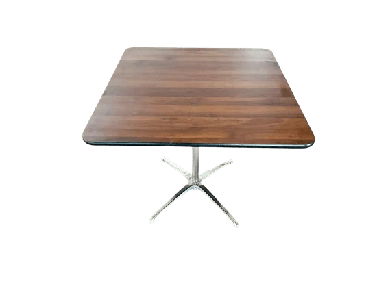 שולחן קפה מרובע עץ טבעי - רגל ניקל