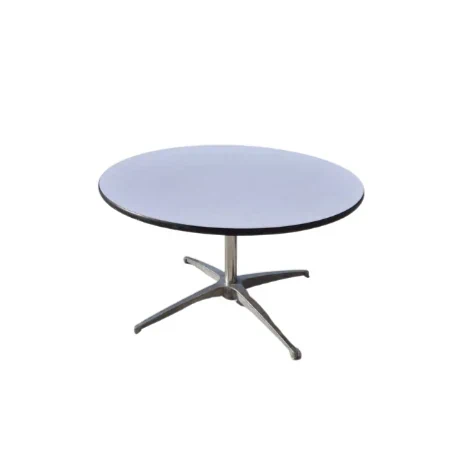 שולחן נמוך עגול - רגל ניקל - לבן