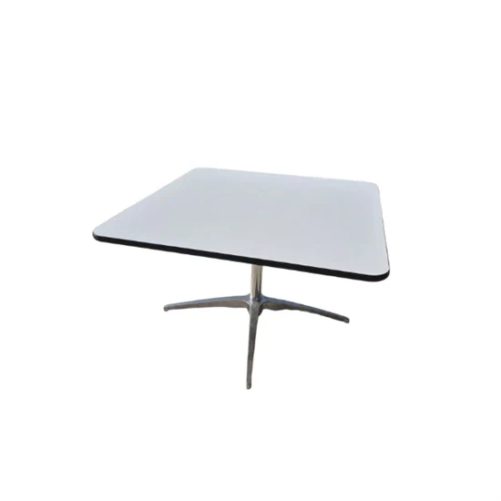 שולחן נמוך מרובע - רגל ניקל - לבן